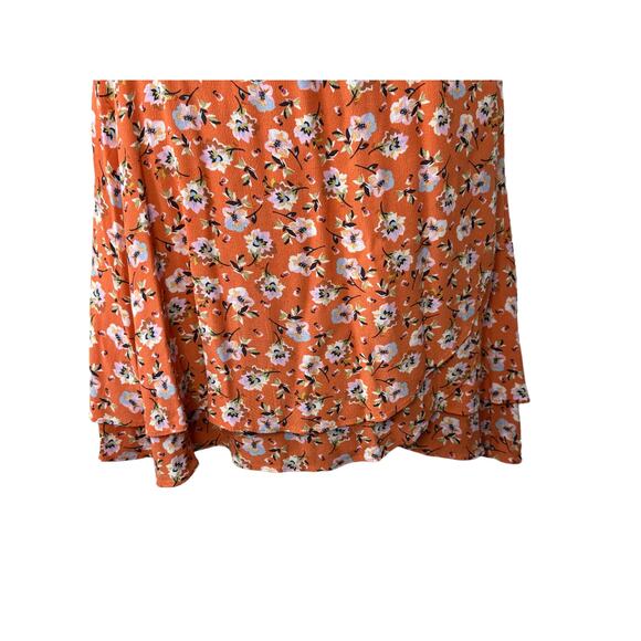 SANCTUARY Orange Side Tie Cap Sleeve V Neck Above The Knee Wrap Dress Medium - Picture 5 of 9